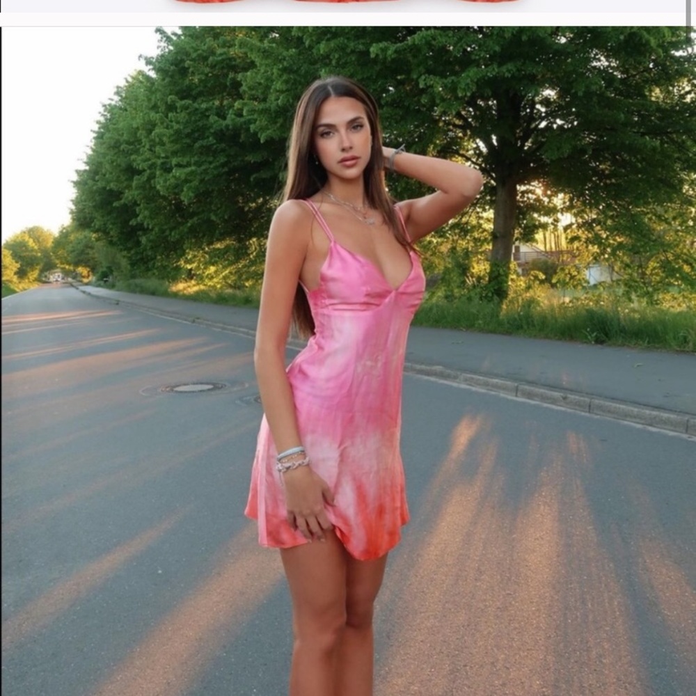Zara Tie Dye hot pink mini dress